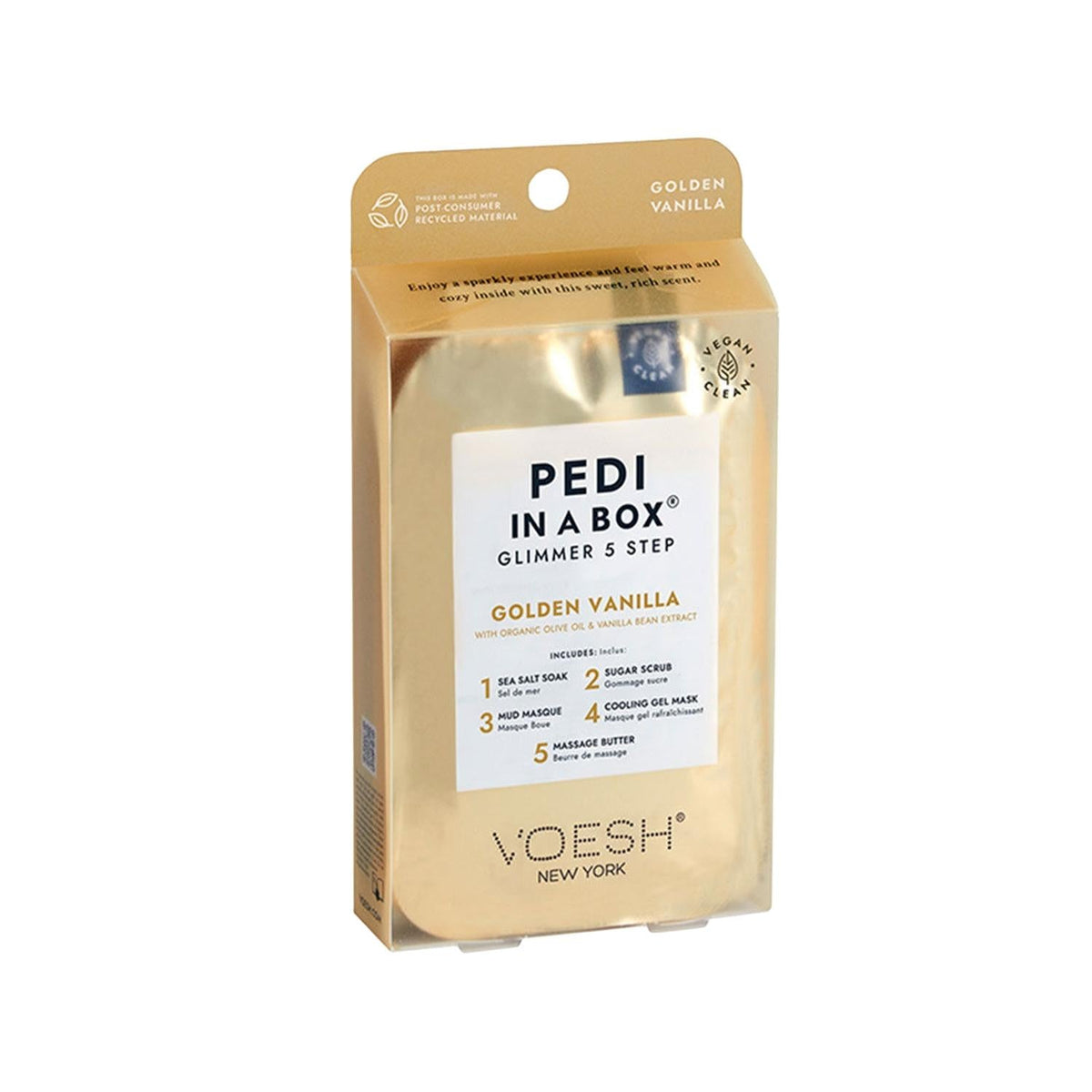 Voesh New York Glimmer PedikŸr 5 Adõmlõ Set Altõn - Professional At-Home Pedicure Experience by Beauty Care Bag