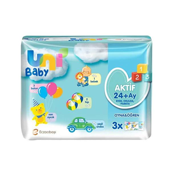 Uni Baby Play and Learn baby wipes, 3 packs of 52