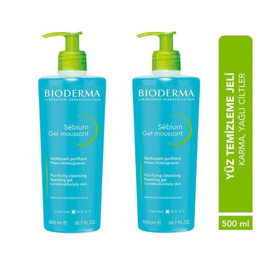 Bioderma Sebium Foaming Gel Facial Cleansing Gel for Combination & Oily Skin - 16.91 fl oz, Gentle & Non-Comedogenic by Beauty Care Bag