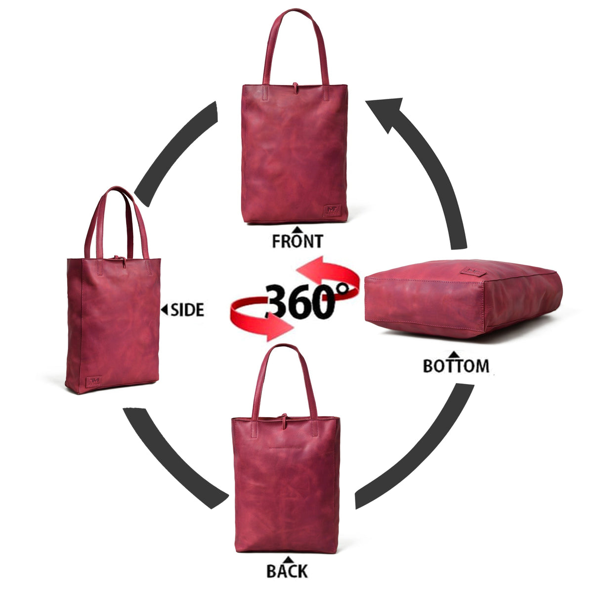 Maroon Leather Tote Bag by Classy Leather Bags