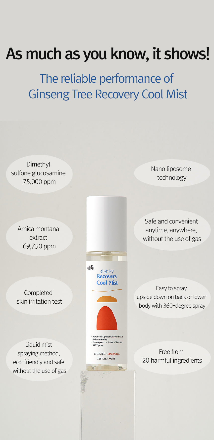 12GRABS Recovery Sports Cool Mist 100ml by Seoulia