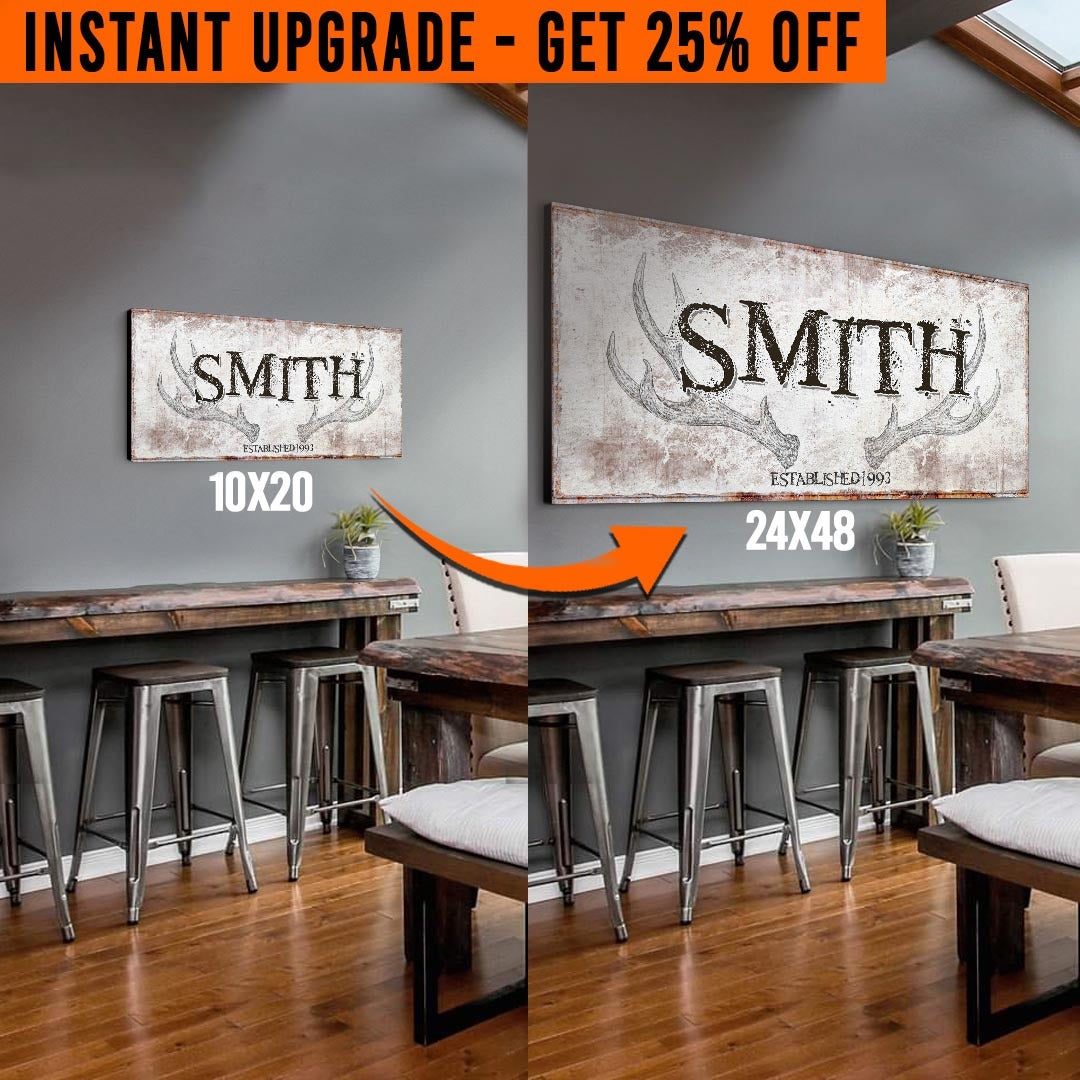 Upgrade Your 'Rustic Family Antler' (Style 1) Canvas To 24x48 Inches by Tailored Canvases