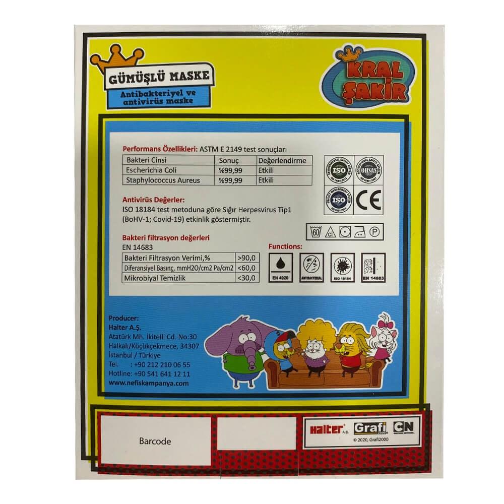 Siva Derm Silver Antibacterial Children's Face Mask for Girls - Kids Protection with Antiviral Properties by Beauty Care Bag