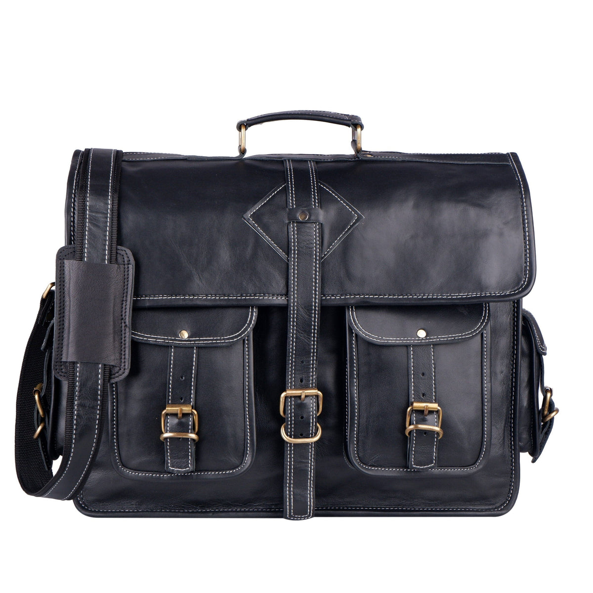 The Retro Black + FREE Toiletry Bag by Classy Leather Bags