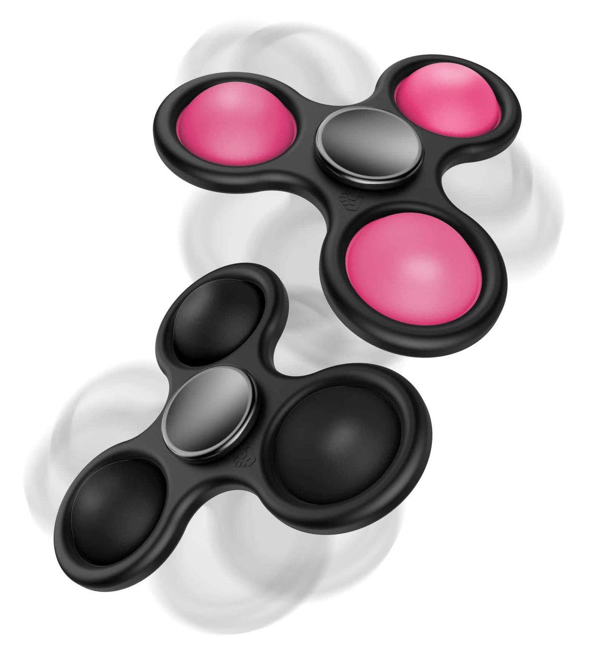 EasyOptionXY pop it fidget spinner toys in black and pink, 2 pack