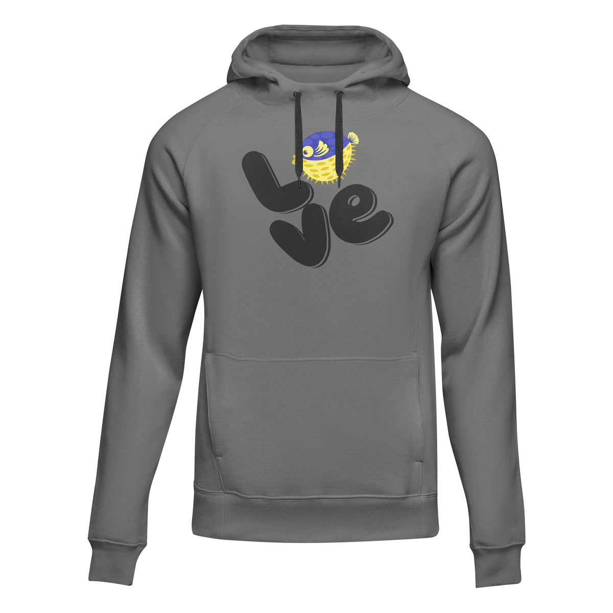 Love Fishing Blue Blowfish Globe Unisex Hoodie by Outdoorzees