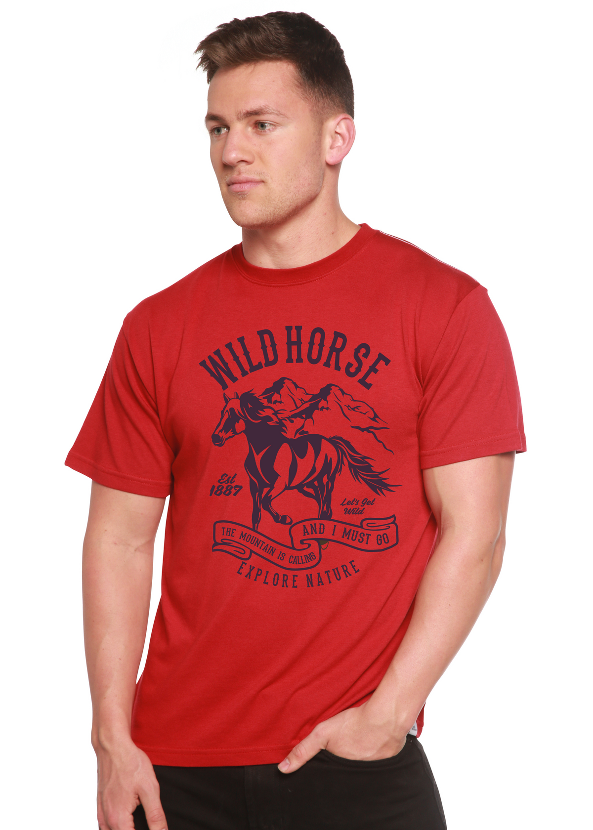 Wild Horse men's bamboo graphic T-shirt – view 7
