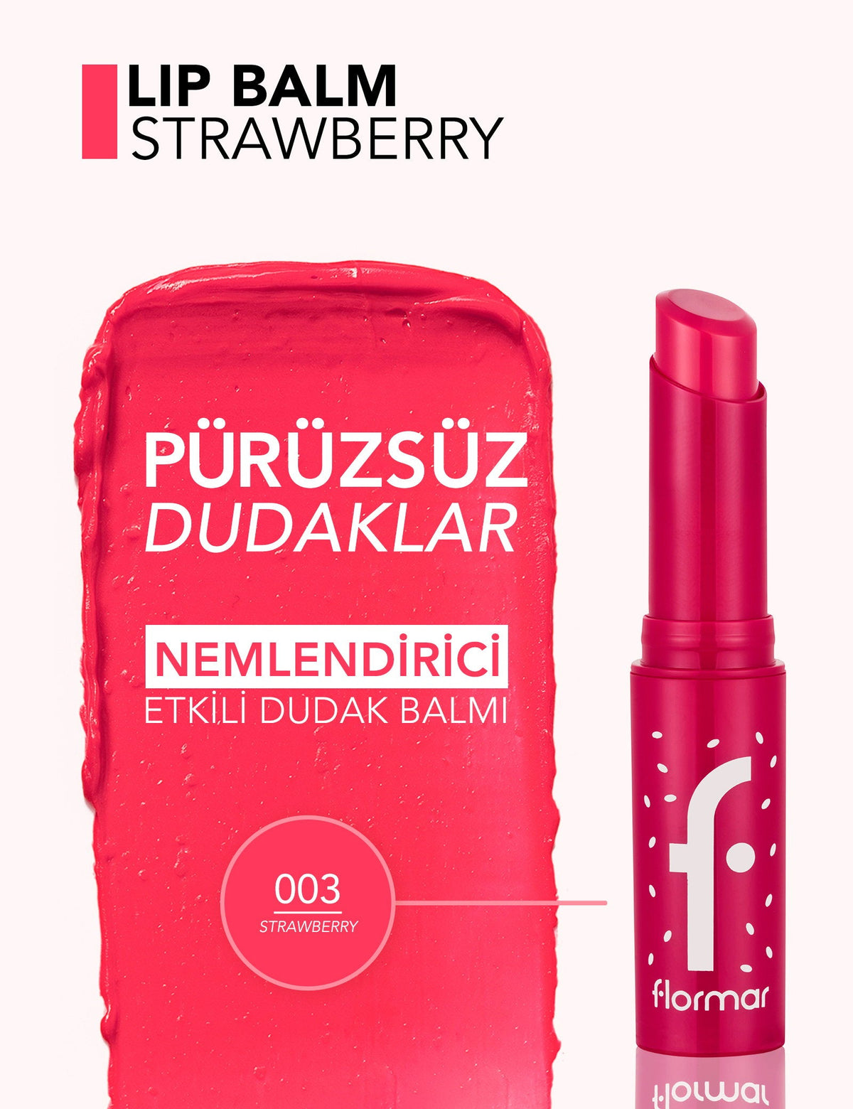 Flormar Lip Balm 003 Strawberry Tinted & Nourishing by Beauty Care Bag