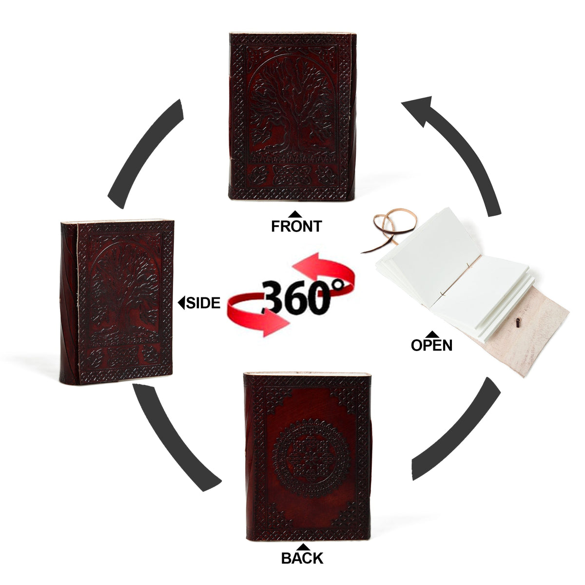 Nature's Wisdom Leather Journal by Classy Leather Bags