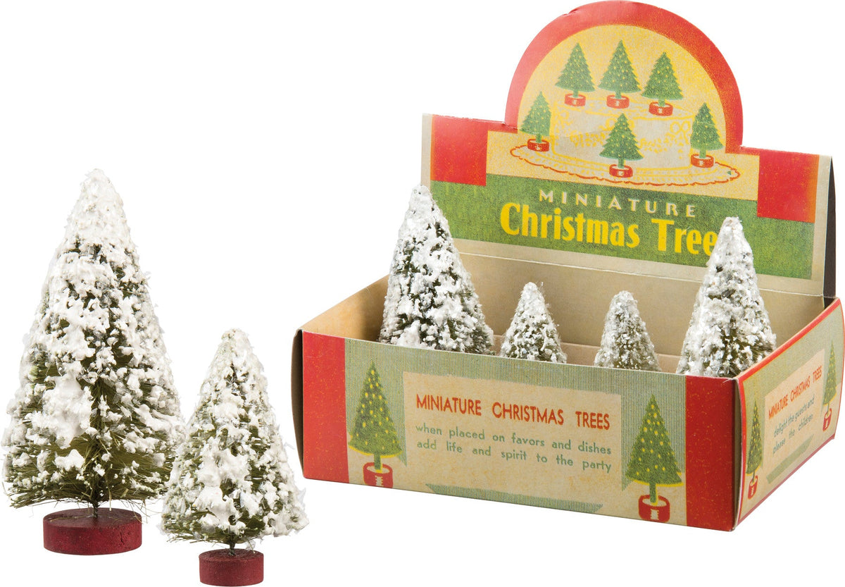 Snowy Mini Bottle Brush Tree Set in Retro Box by Rust & Cinder