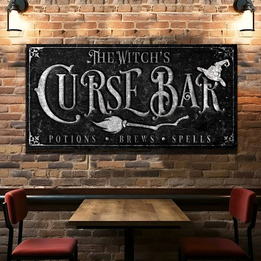 The Witch's Curse Bar Halloween Sign by Tailored Canvases