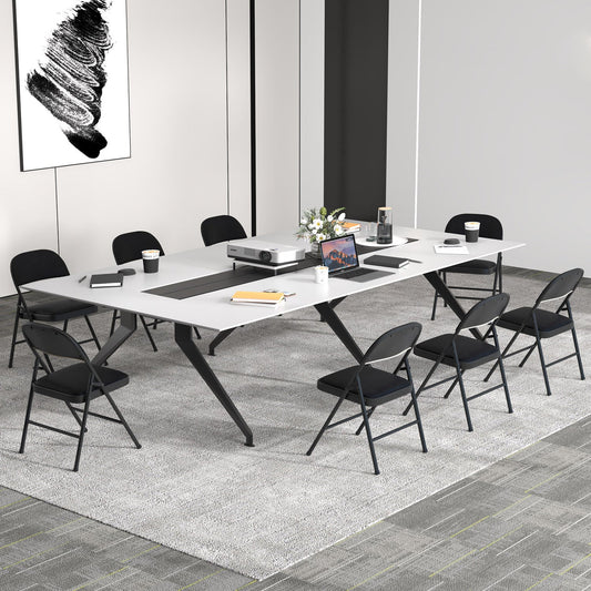 Folding Conference Chairs 4-Pack with Padded Seats - Black by DirectDeals