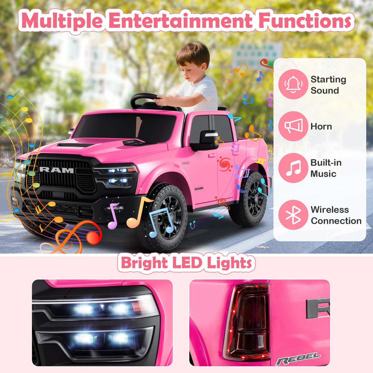 GBruno Store 2 seater 24V licensed Ram ride-on truck for kids, view 32