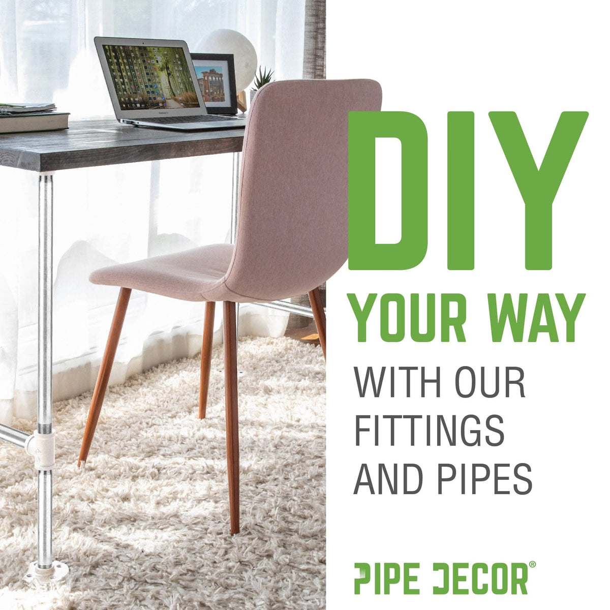 PIPE DECOR 1-1/2 in. galvanized iron tee pipe fitting