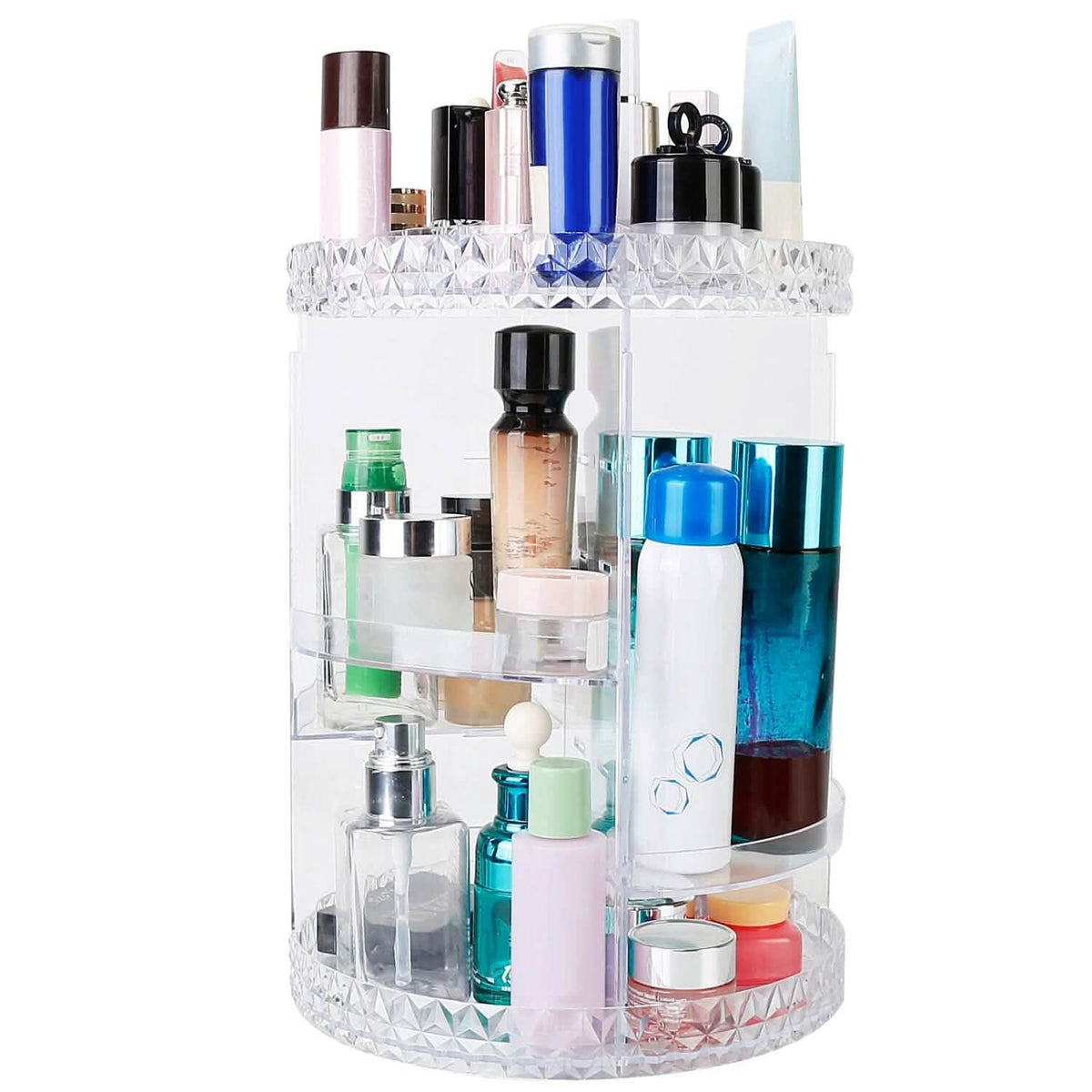 EasyOptionXY 360 degree rotating makeup organizer with trays