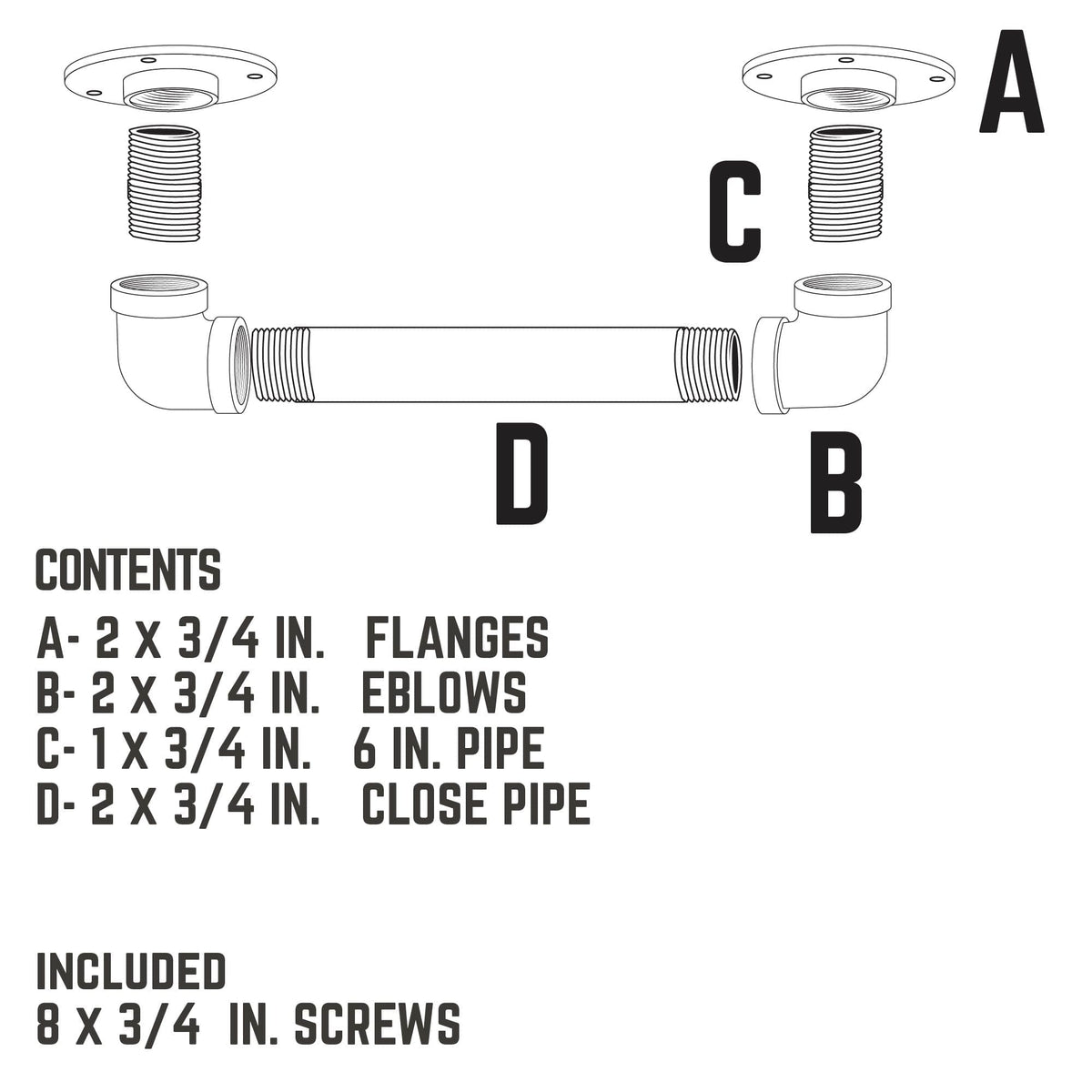 PIPE DECOR 3/4 in. classic pipe barn door handle, 11 in. long, view 9
