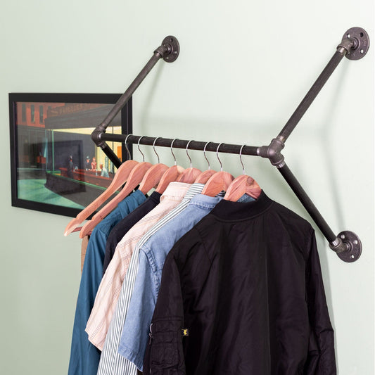 PIPE DECOR 24 in. quad-flange wall mounted clothing rack, view 2