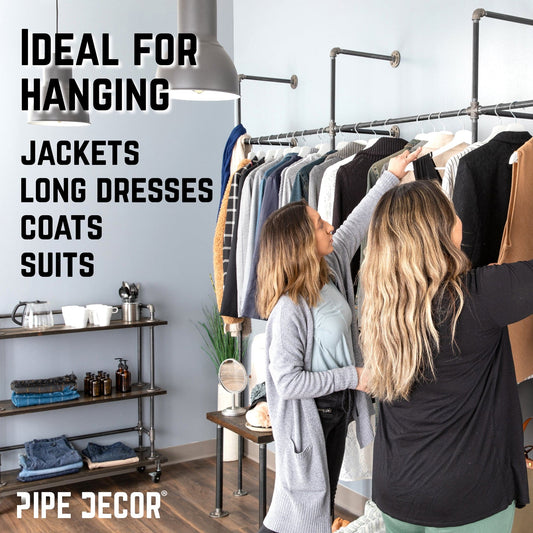 PIPE DECOR 115 in. triple wall-mounted clothing rack, view 2
