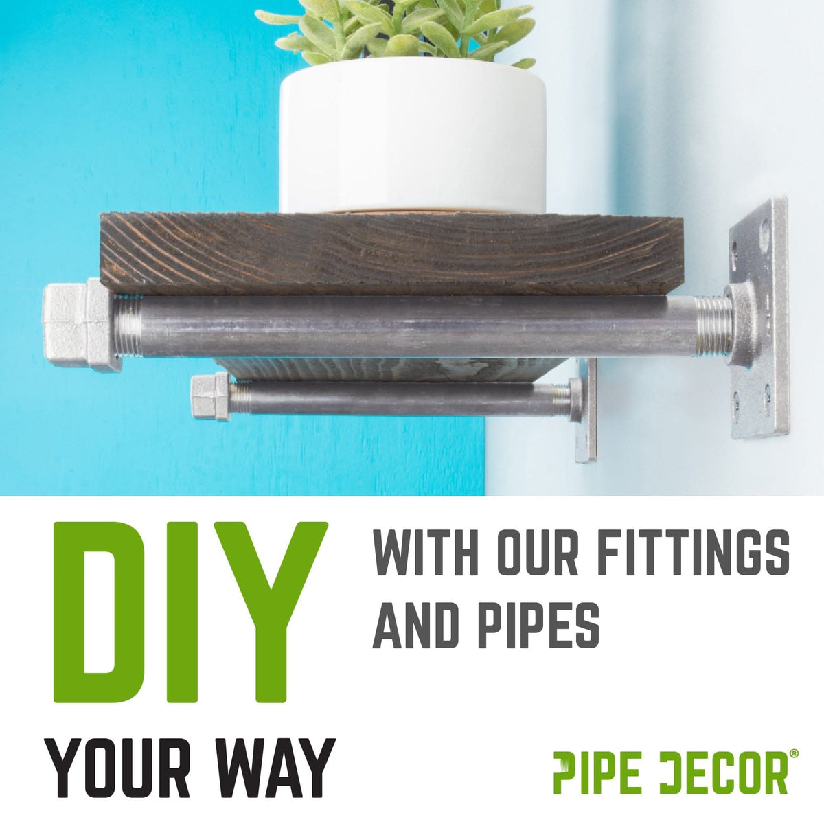PIPE DECOR 1/2 in. galvanized iron square cap pipe fitting, view 10