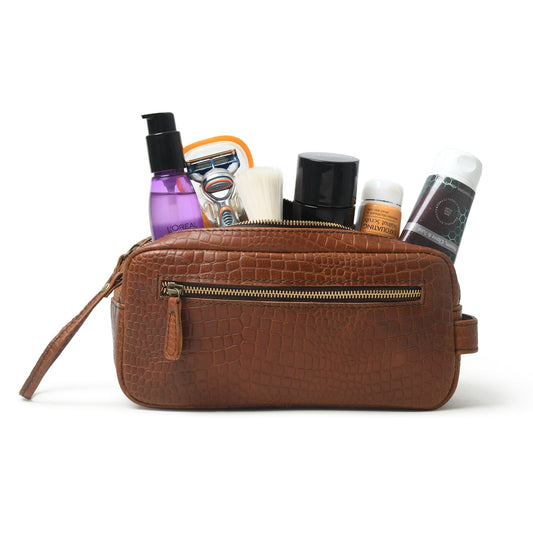 Hairon Croco Leather Toiletry Bag by Classy Leather Bags