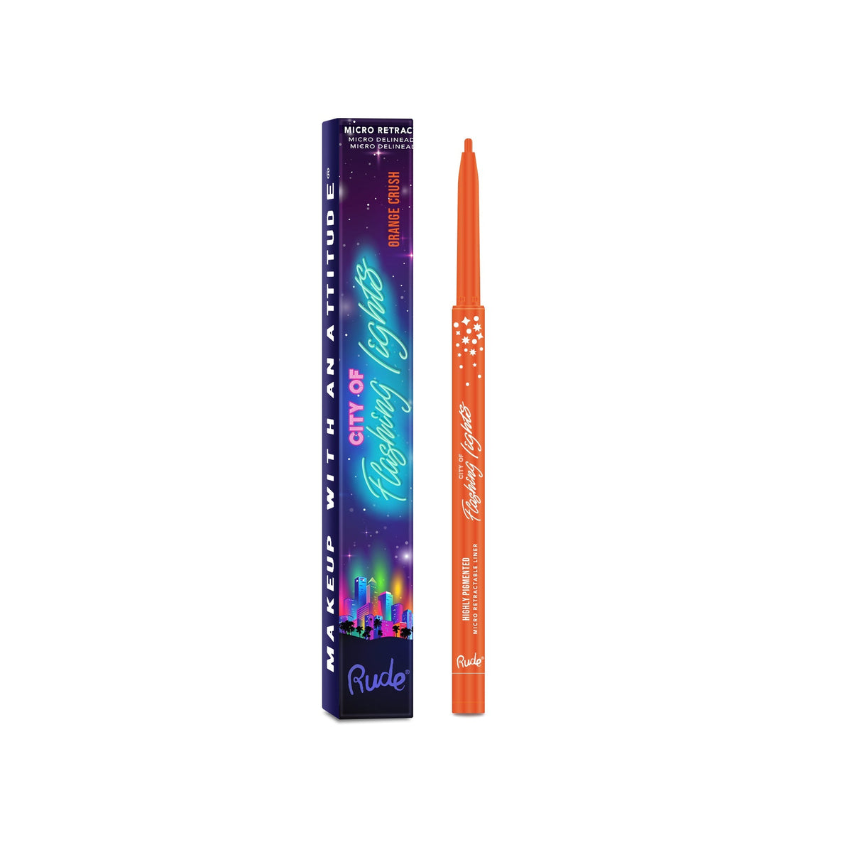 RUDE City of Flashing Lights Micro Retractable Liner - Orange Crush by Avera Group
