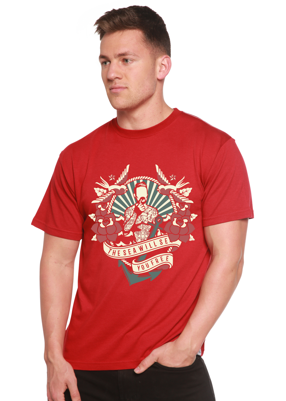 The Sea Will men's bamboo graphic T-shirt – view 4
