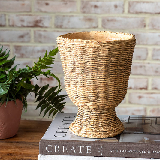 Woven Basket Texture Cement Planter by Rust & Cinder