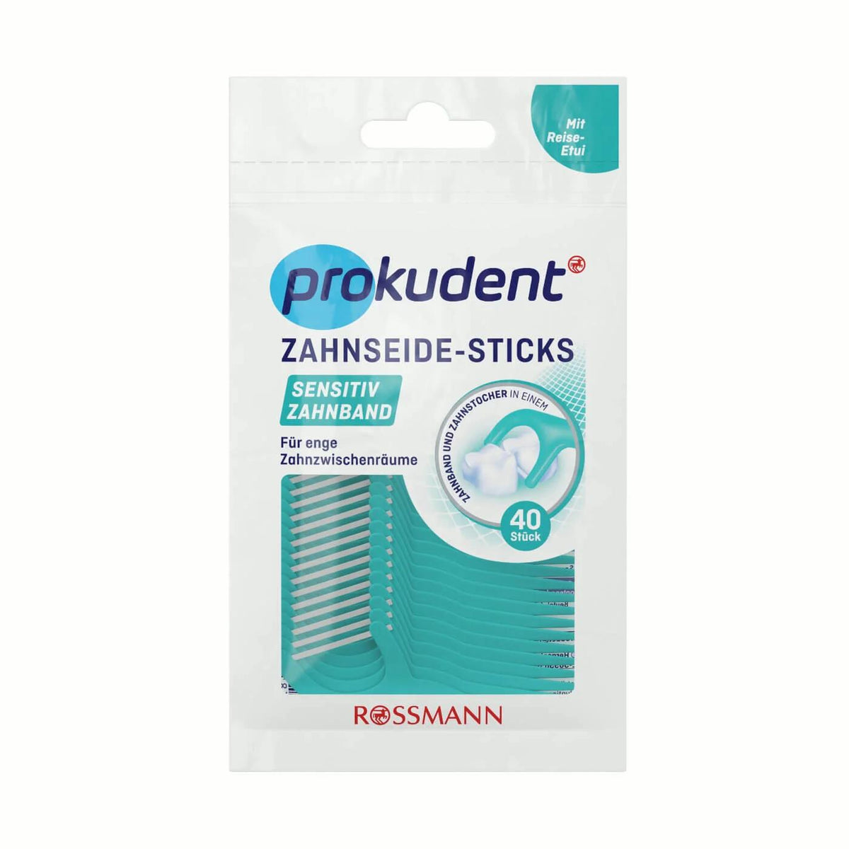 Prokudent Sensitive Floss Picks for Gentle Cleaning 40 Count by Beauty Care Bag