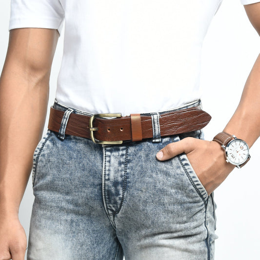 Vibrant Brown Pin Buckle Belt by Classy Leather Bags