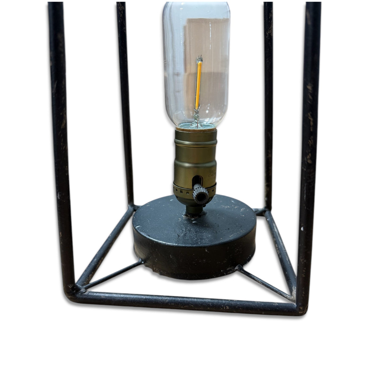 Black Iron Tabletop LED Lantern | Battery-Operated with Timer by Rust & Cinder