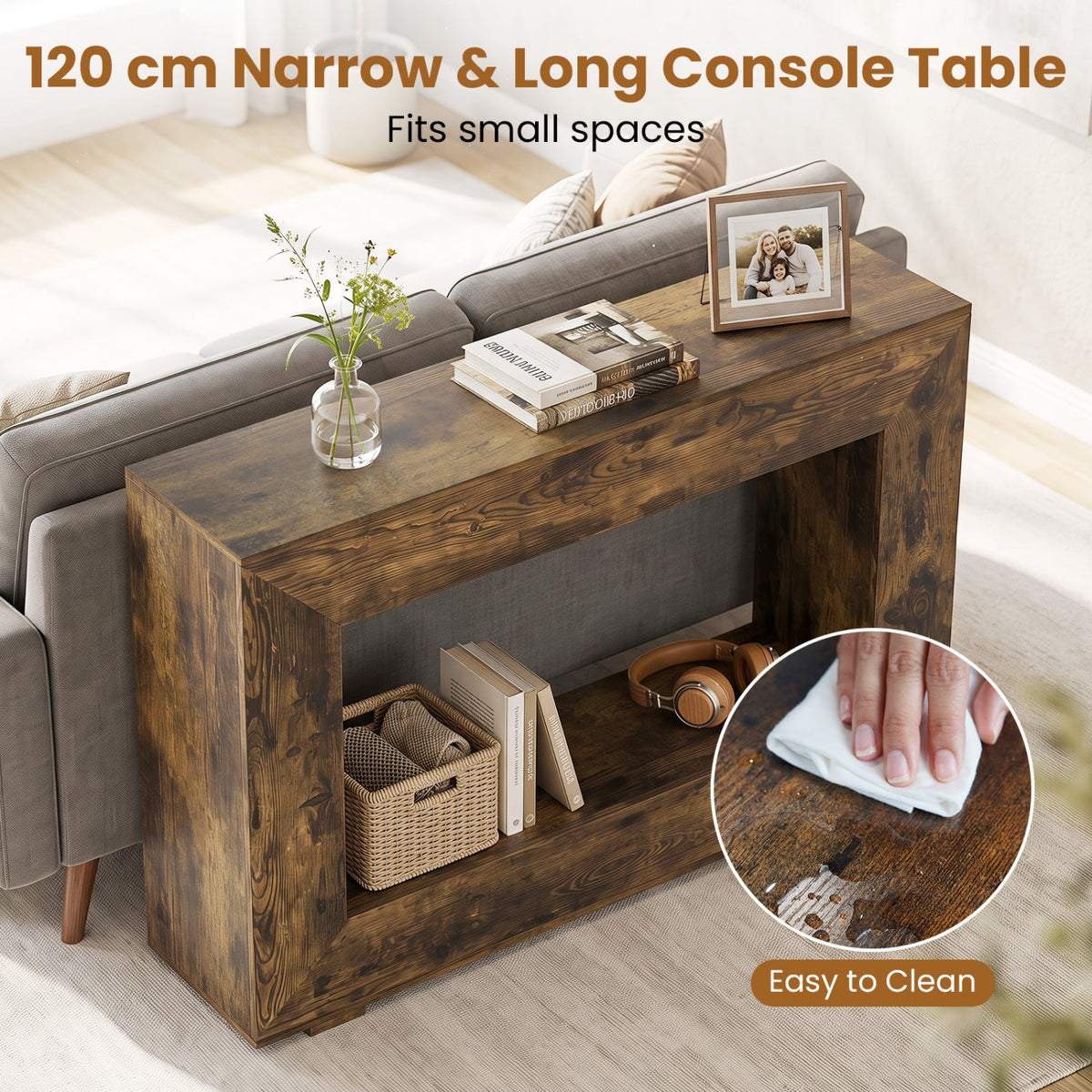 47 inch 2-tier farmhouse console table by DirectDeals, view 8