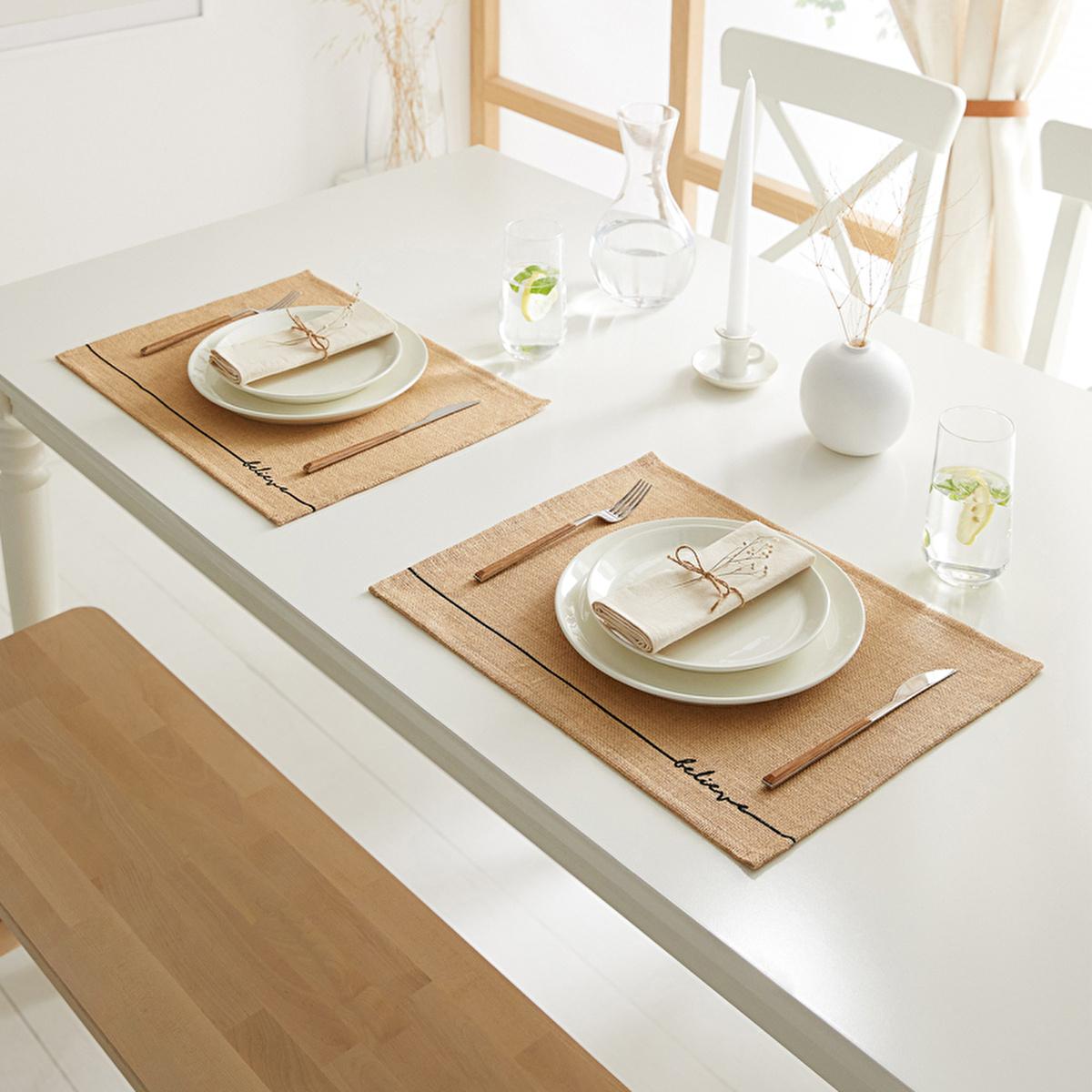Ocean Home Jute Placemats Set of 2: Natural Woven Table Mats, Eco-Friendly & Biodegradable, Rustic Bohemian Dining Decor, 17.7x13.8 inches by Beauty Care Bag