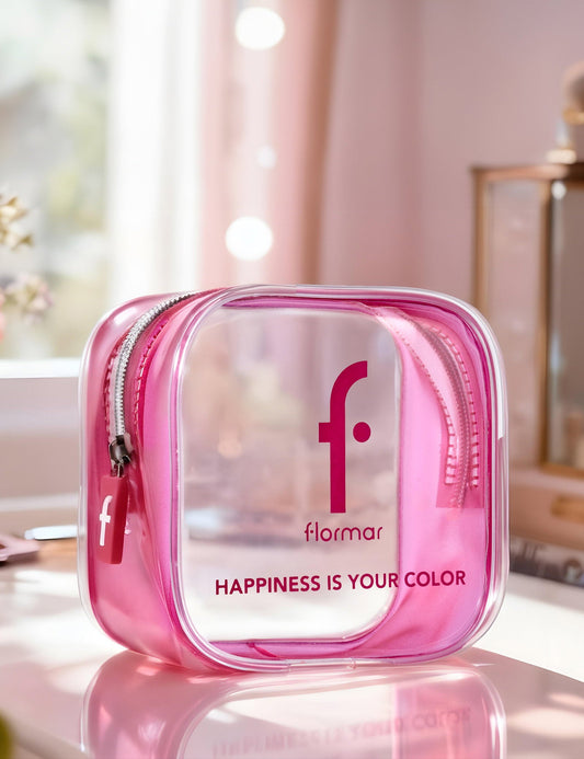 Flormar Happiness Is Your Color Pink Clear Makeup Bag by Beauty Care Bag