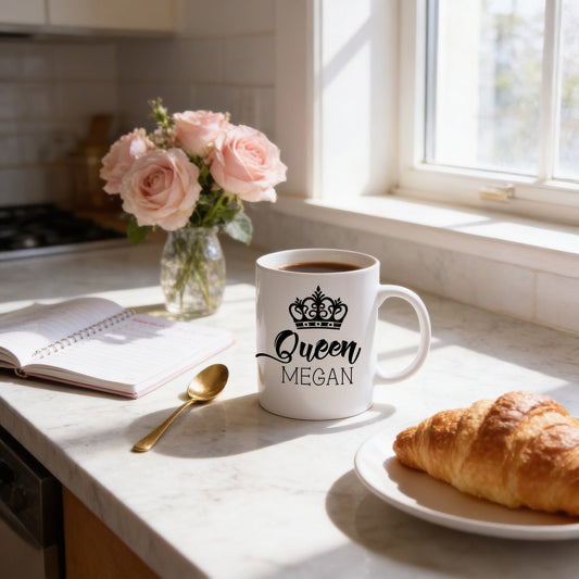 Personalized Coffee Mug for Women - Personalized Crown Coffee Mug for Her - Custom Queen Coffee Mug - Fairy Tale Gifts by Joyful Moose