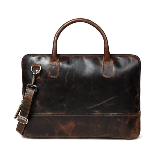 Modernist Leather Laptop Bag-Dark Brown by Classy Leather Bags