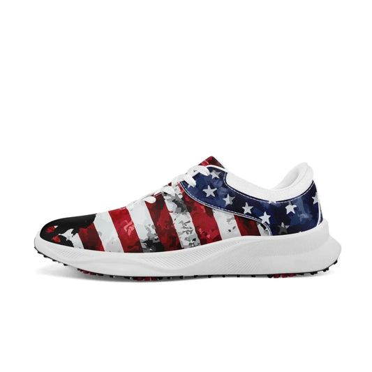 Personalized US Flag Sneakers, Custom Patriotic Shoes, Premium Golf Shoes by PatriotiCustom