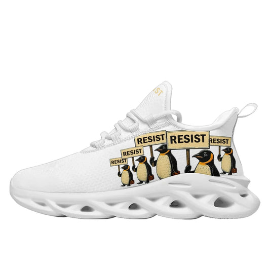 Personalized Gold Penguin Sneakers, Custom Lightweight Shoes, Resist Penguin Shoes by PatriotiCustom