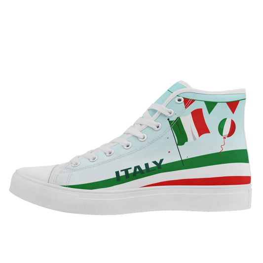 Personalized Italian Heritage High Tops Sneakers, Custom Stylish & Breathable Patriotic Shoes, Canvas Streetwear by PatriotiCustom