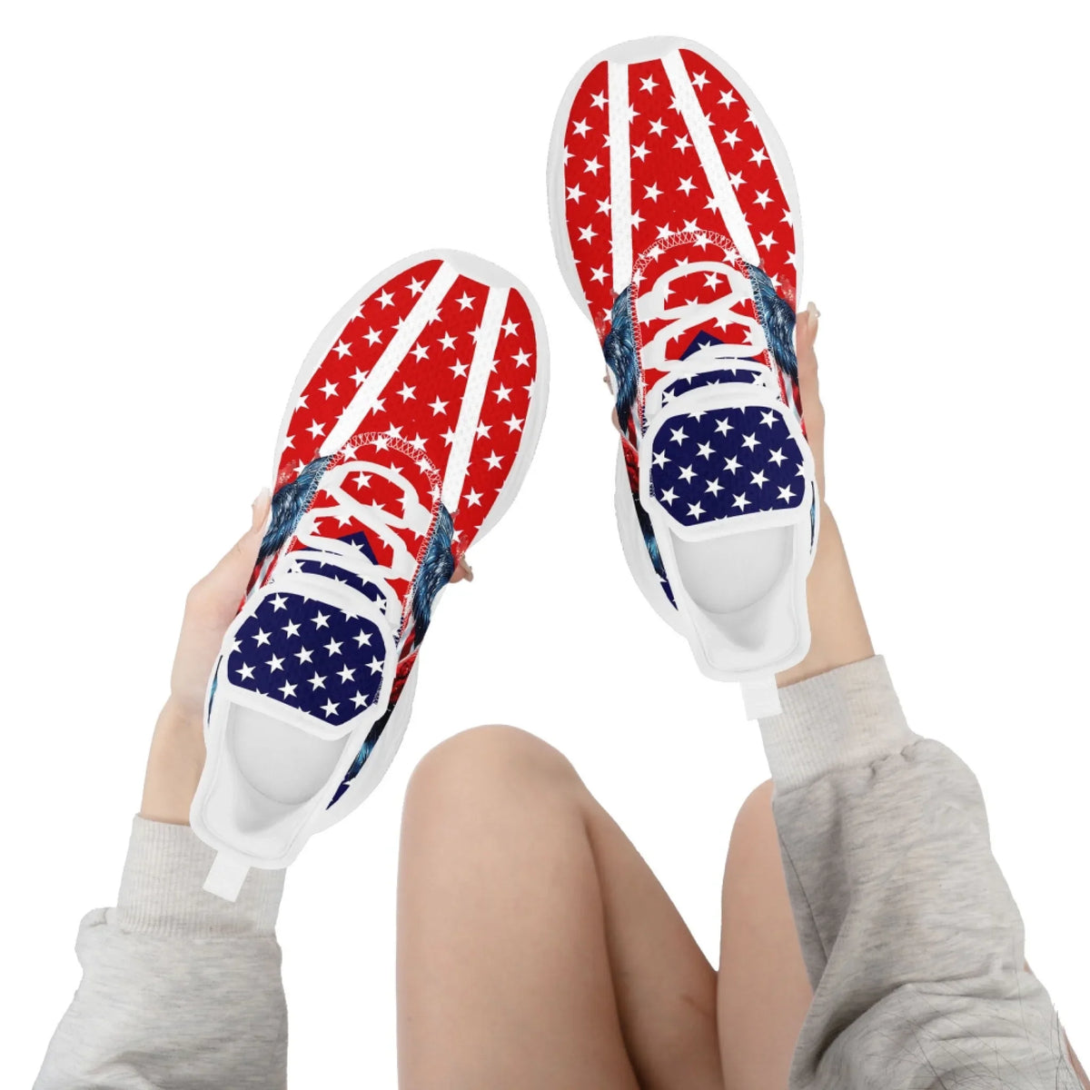 Personalized America Flag Sneakers, Custom Breathable Gym Shoes, Patriotic and Pride Walking Shoes by PatriotiCustom