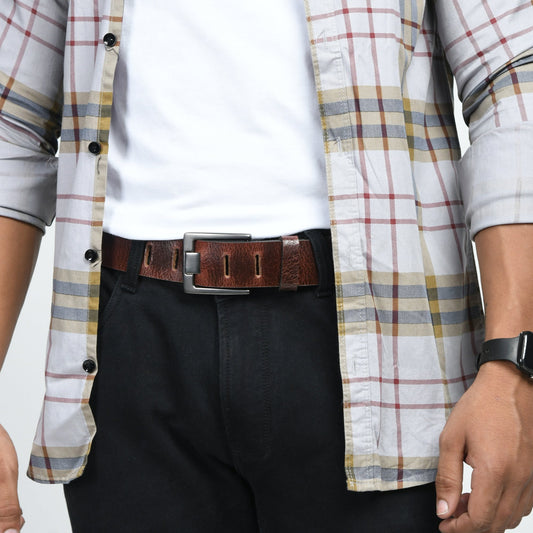 Timberline Dark Brown Leather Belt by Classy Leather Bags