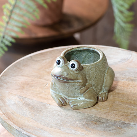 Ceramic Frog Mini Planter by Rust & Cinder
