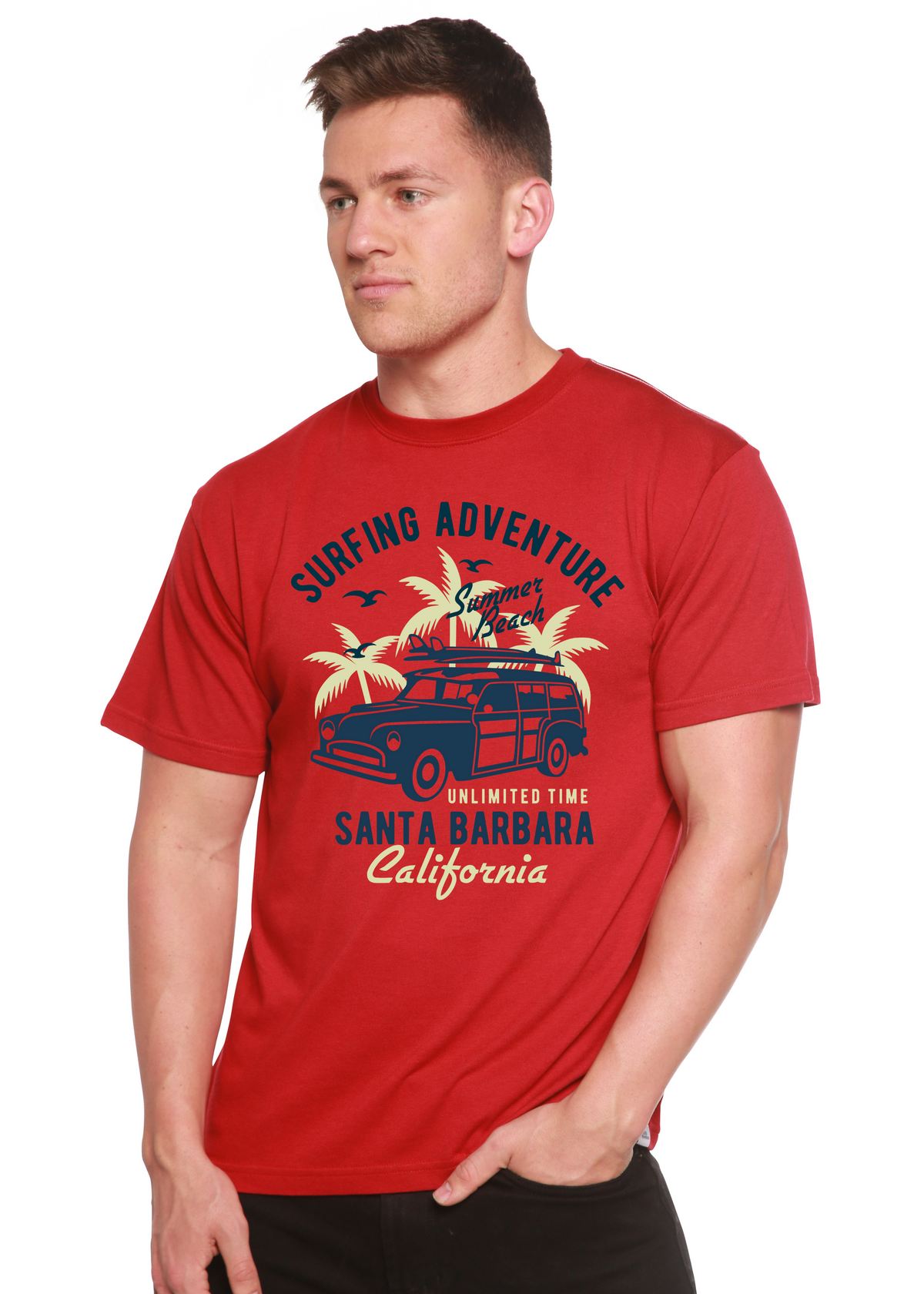 Surfing Adventure men's bamboo graphic T-shirt – view 7