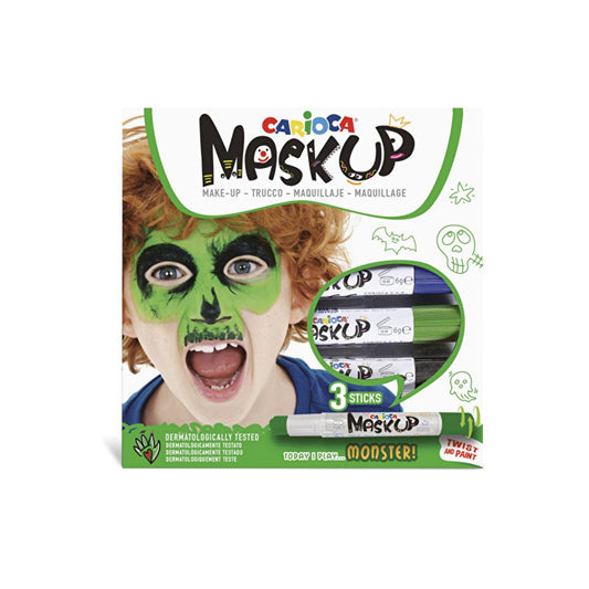 Carioca Kids Face Paint Set - 3 Vibrant, Water-Based Colors, Dermatologically Tested for Safe Use by Beauty Care Bag