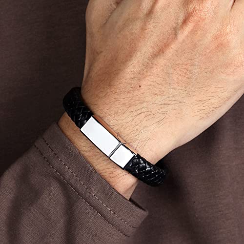 Personalized Leather Bracelet With Hidden Message, Boyfriend Gifts by Green Millie