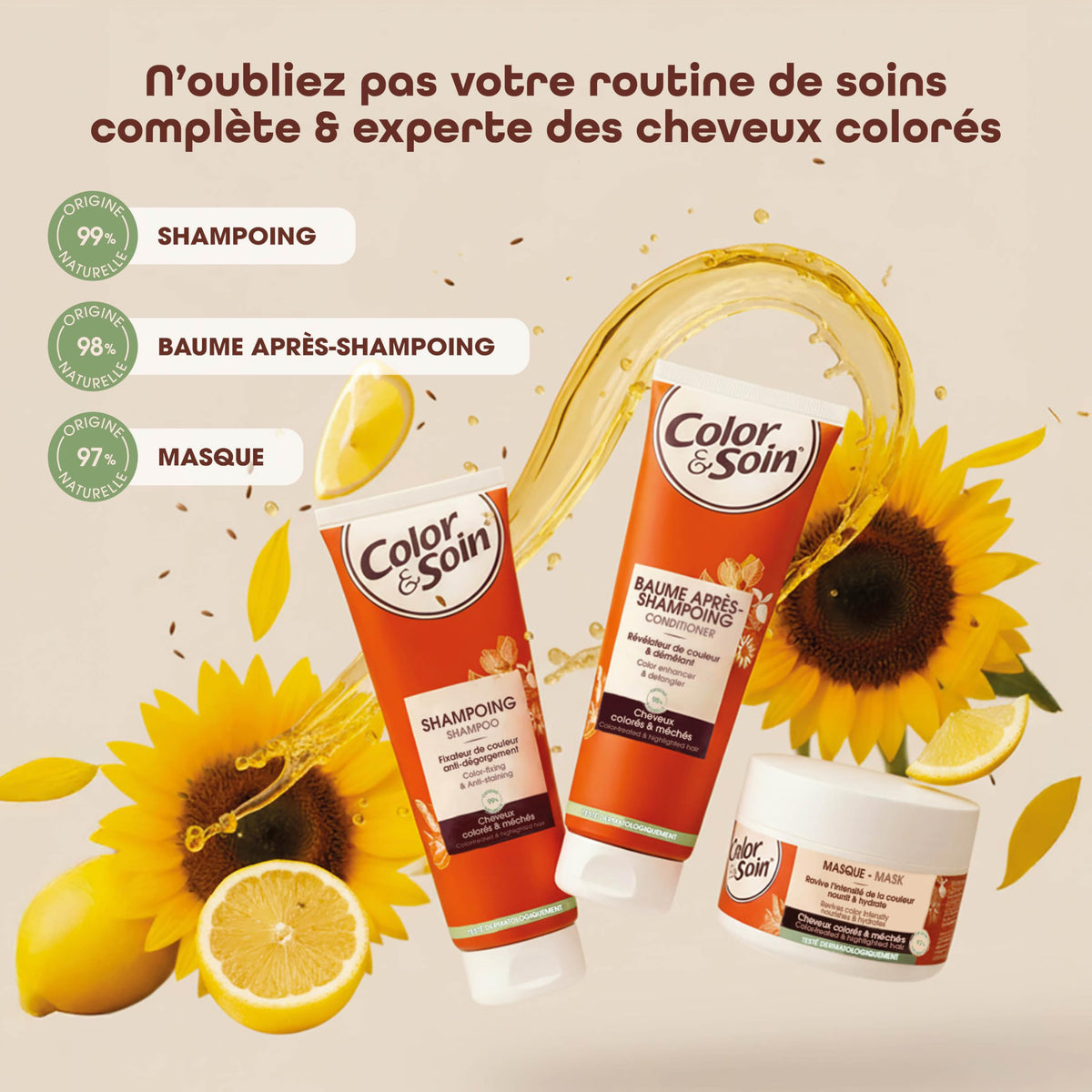 Color&Soin Ammonia-Free Hair Dye 4B Brownie Chestnut - Natural, Permanent Hair Color with Herbal Extracts by Beauty Care Bag