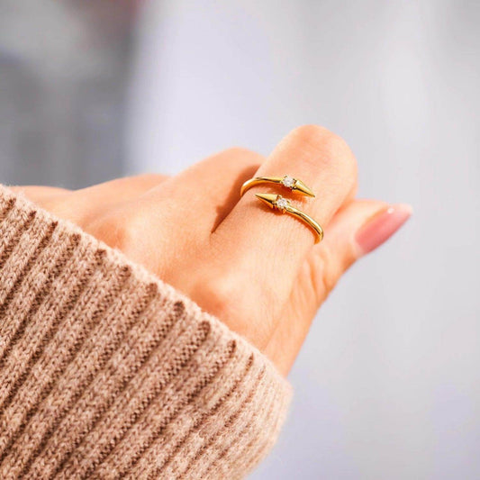 925 Sterling Silver Inlaid Zircon Bypass Ring for Women by Mauve Tuna