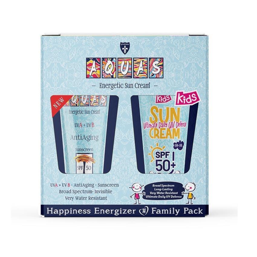 Aquas SPF 50 Anti-Aging Sunscreen Cream - Water Resistant, Mineral Filtered, Family Pack by Beauty Care Bag