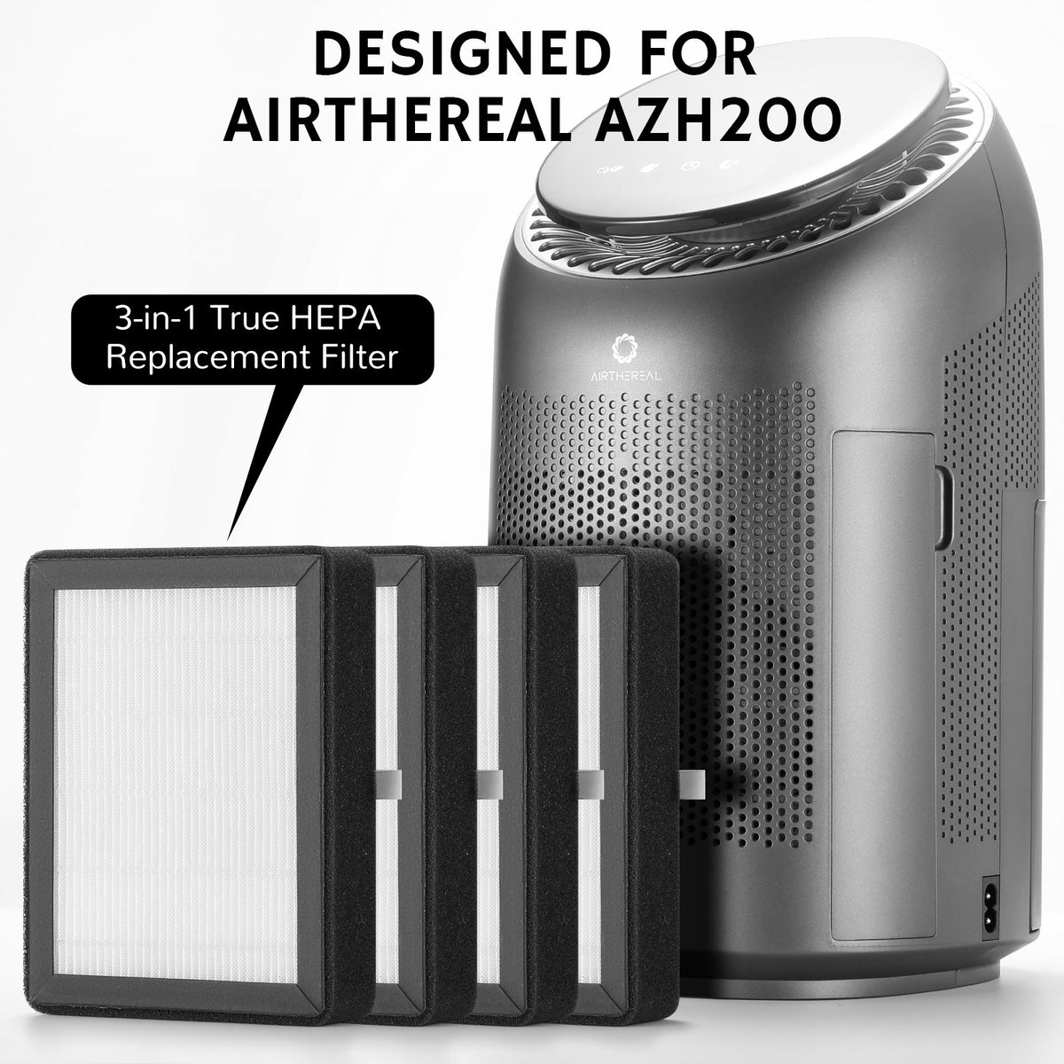 AZH200 Replacement HEPA Filter, 4 Pack by Airthereal