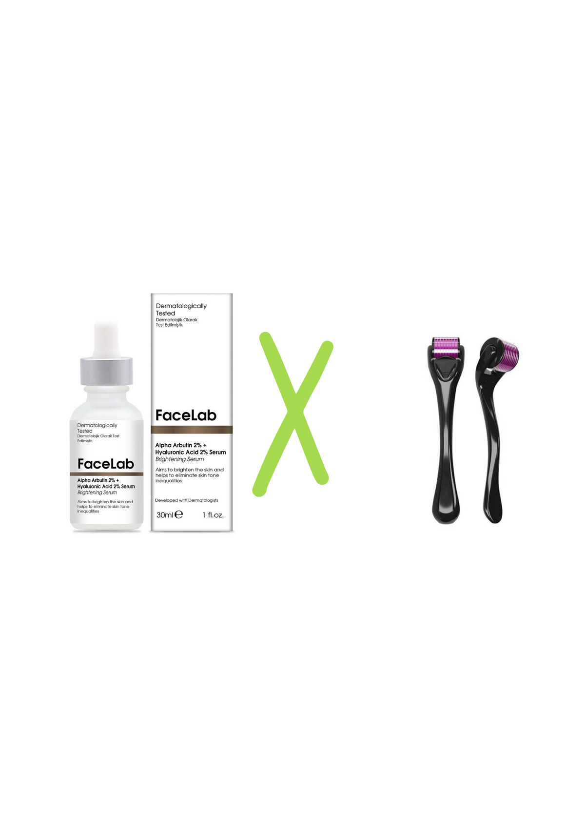 FaceLab anti-blemish serum, 30 ml, with titanium 540 needle dermaroller