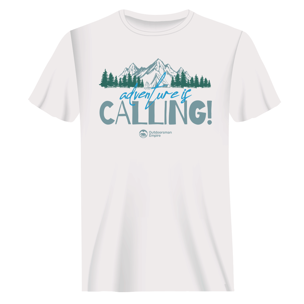 Adventure Camping men's t-shirt by Outdoorzees in white